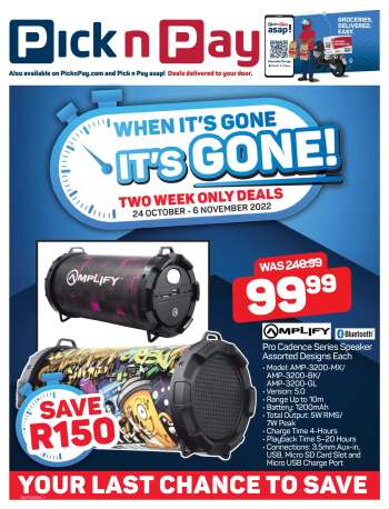 Pick n Pay catalogue  - 24/10/2022 - 06/11/2022.