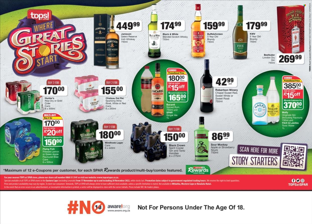 TOPS at SPAR specials - 17/11/2022 - 20/11/2022. Page 1