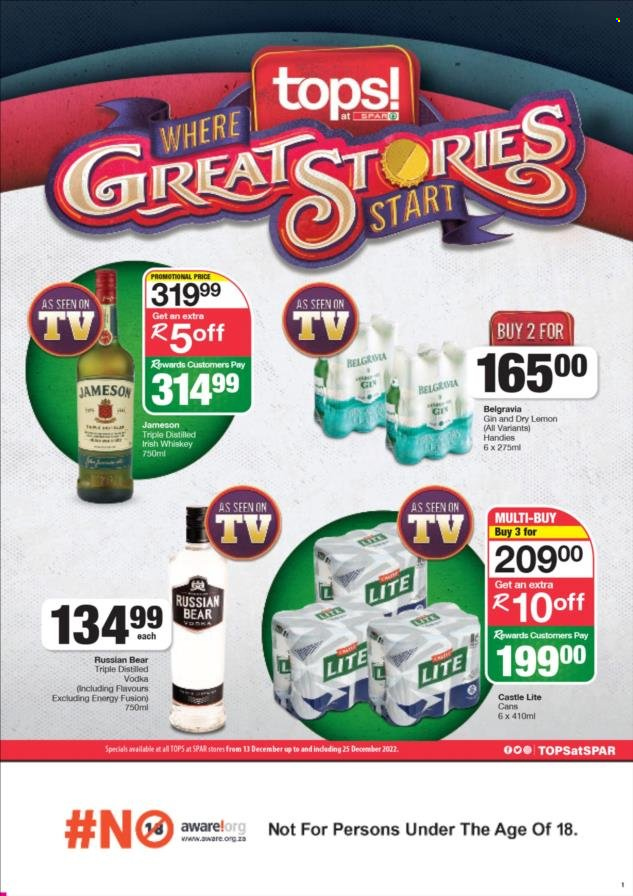TOPS at SPAR specials - 13/12/2022 - 25/12/2022. Page 1