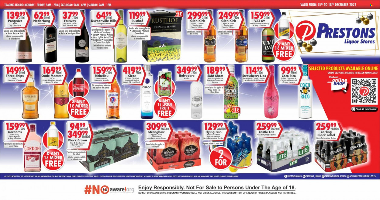 Prestons Liquor Stores specials - 15/12/2022 - 18/12/2022. Page 1