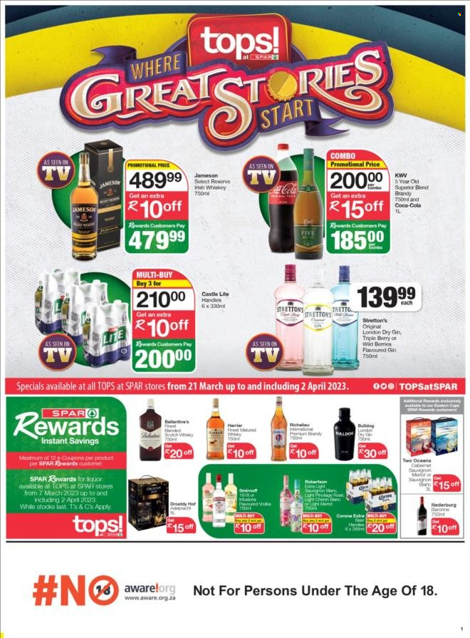 TOPS at SPAR specials - 21/03/2023 - 02/04/2023. Page 1
