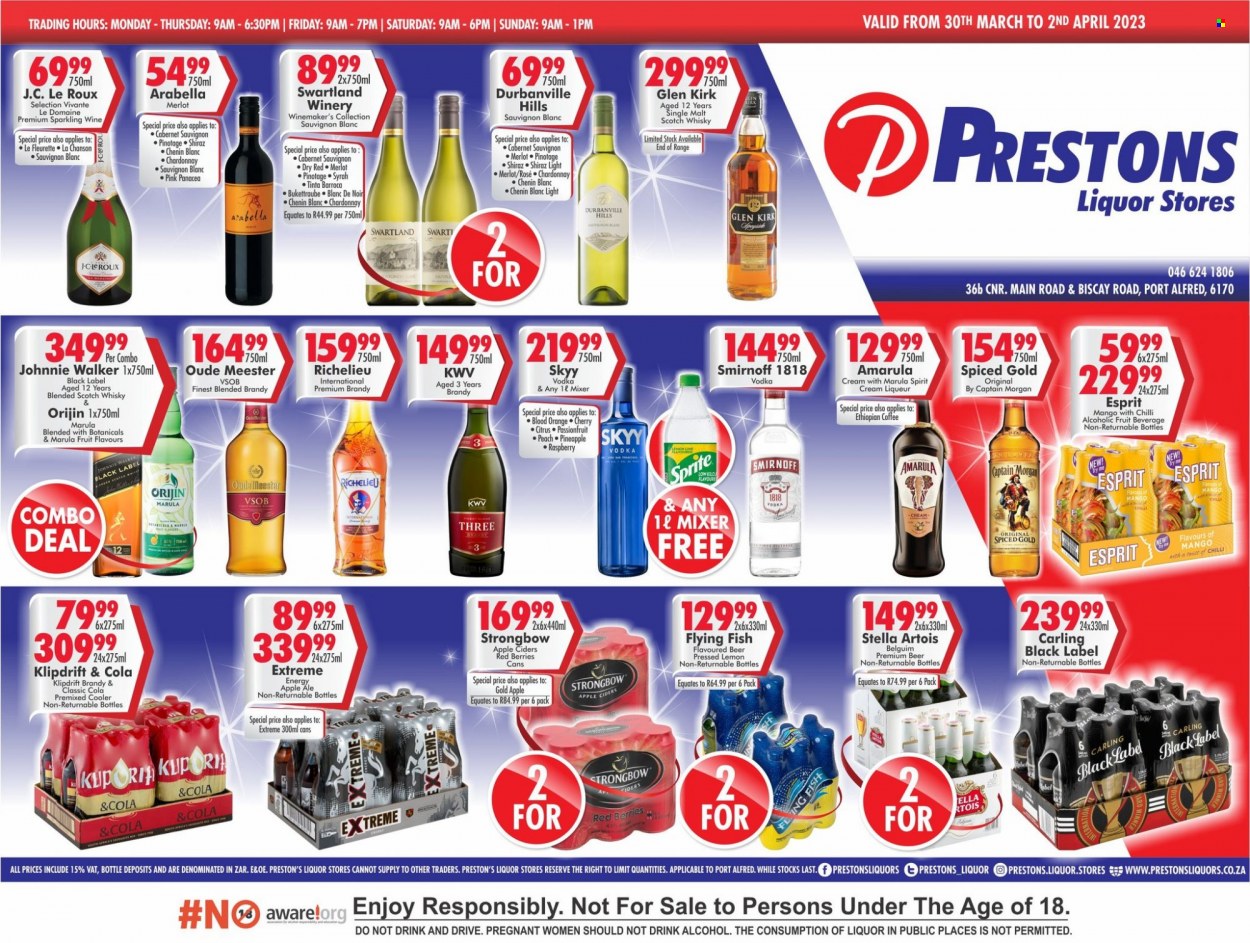Prestons Liquor Stores specials - 30/03/2023 - 02/04/2023. Page 1