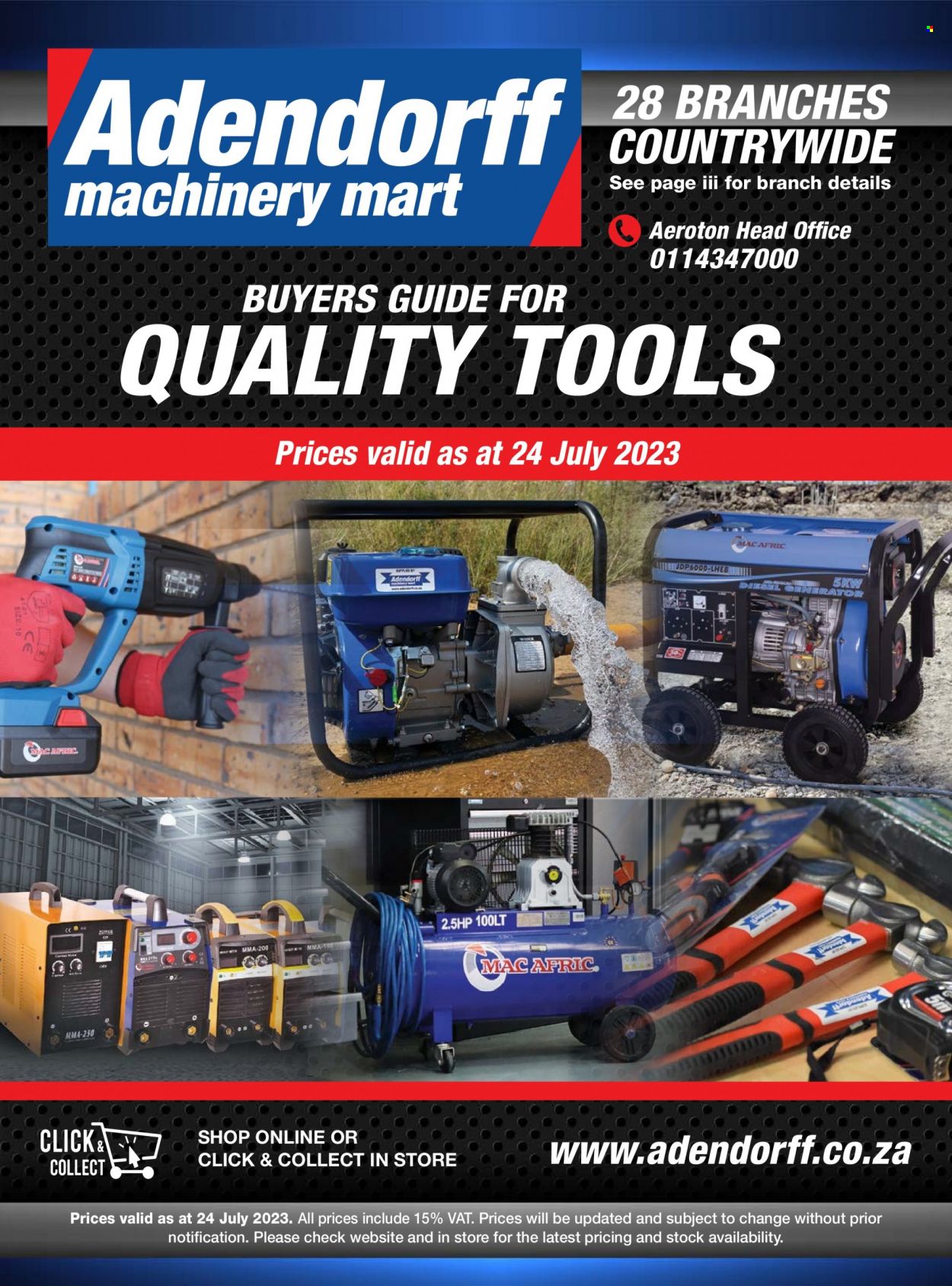 Adendorff Machinery Mart specials. Page 1