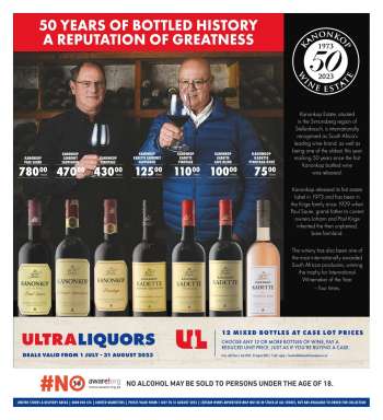 Ultra Liquors catalogue  - 01/07/2023 - 31/08/2023.
