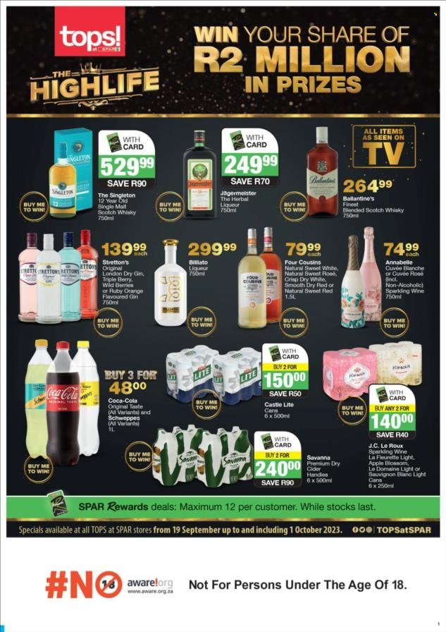 TOPS at SPAR specials - 19/09/2023 - 01/10/2023. Page 1