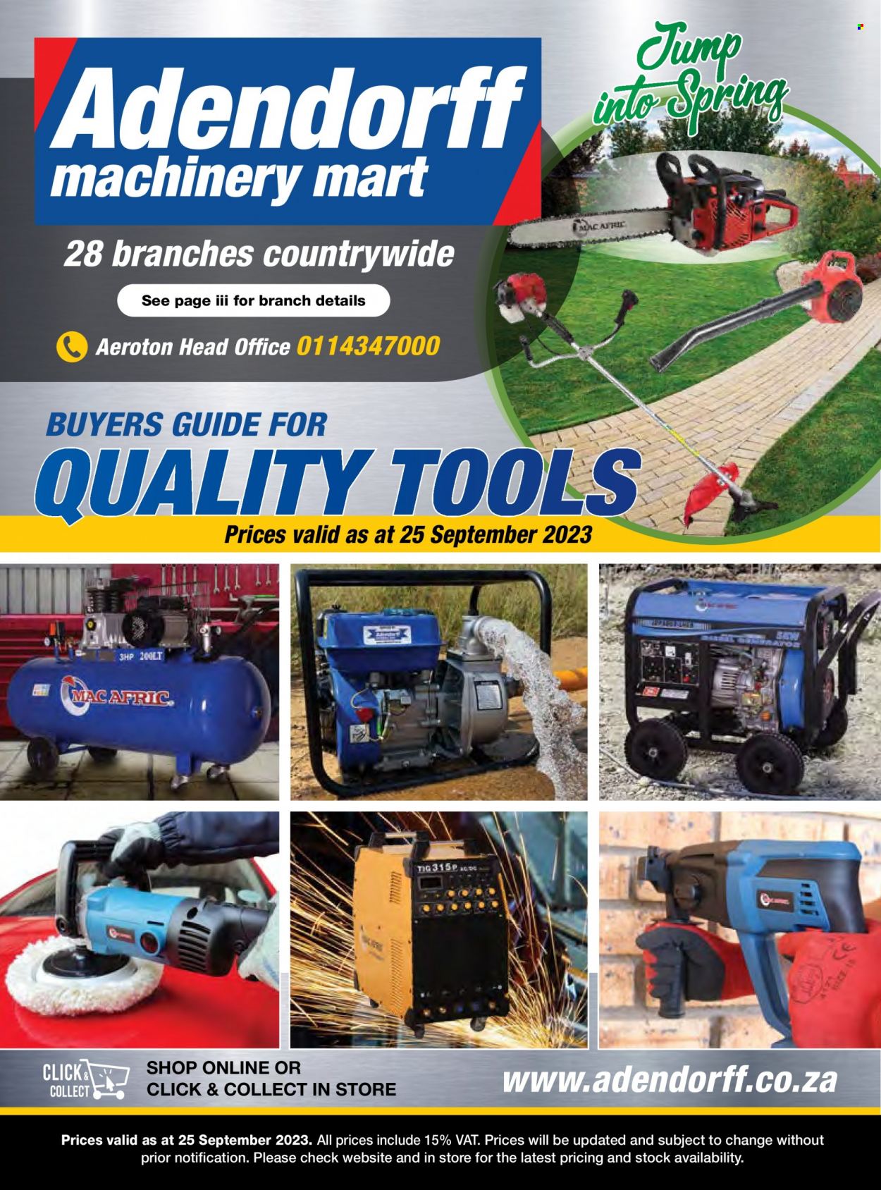 Adendorff Machinery Mart specials. Page 1