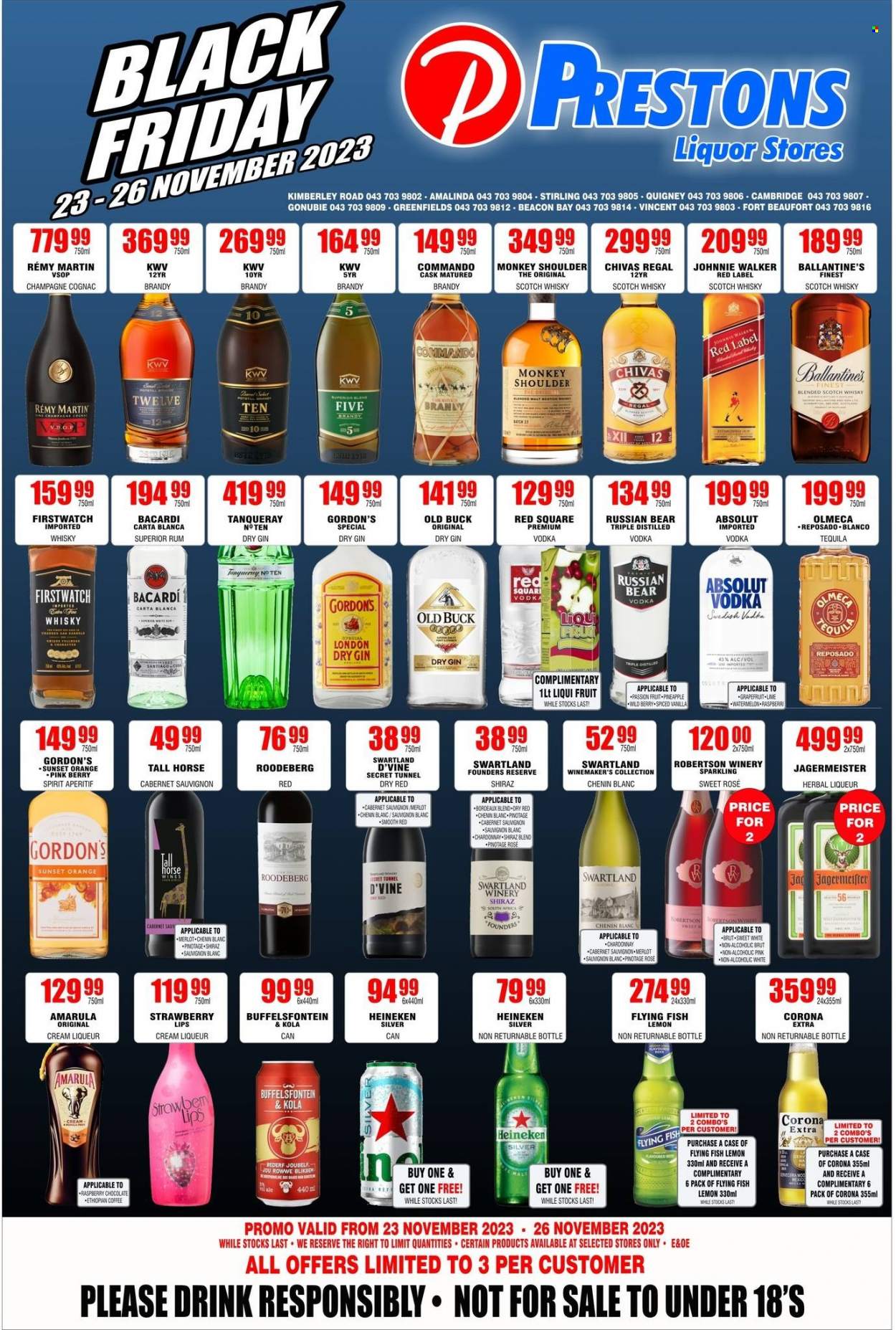 Prestons Liquor Stores specials - 23/11/2023 - 26/11/2023. Page 1