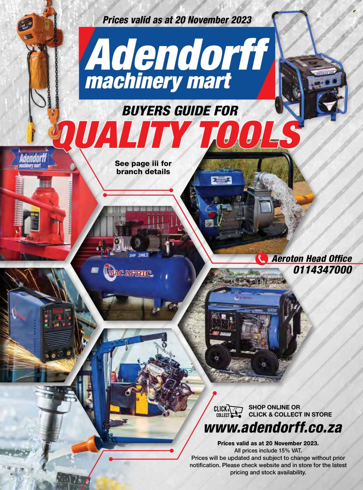 Adendorff Machinery Mart specials. Page 1