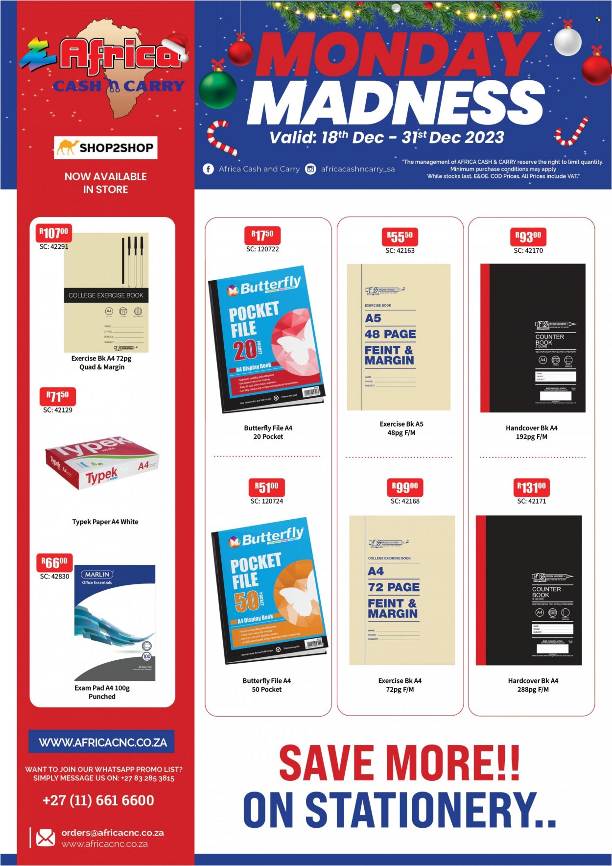 Africa Cash & Carry specials - 18/12/2023 - 31/12/2023. Page 1