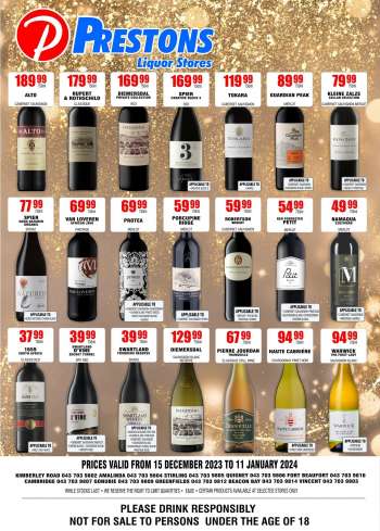 Prestons Liquor Stores catalogue  - 15/12/2023 - 11/01/2024.