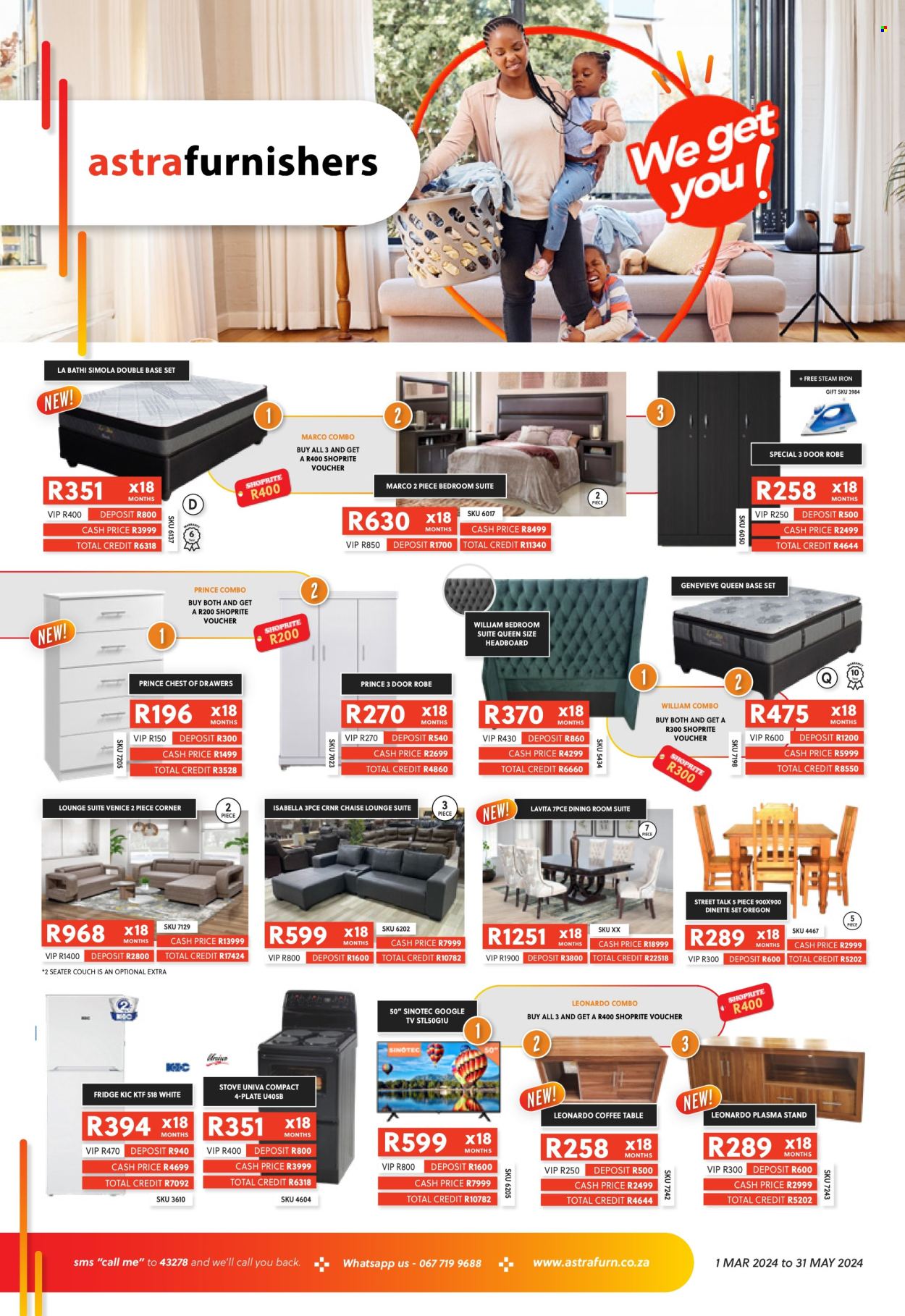 Astra Furnishers specials - 01/03/2024 - 31/05/2024. Page 1