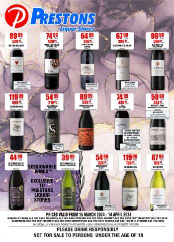 Prestons Liquor Stores catalogue  - 15/03/2024 - 14/04/2024.