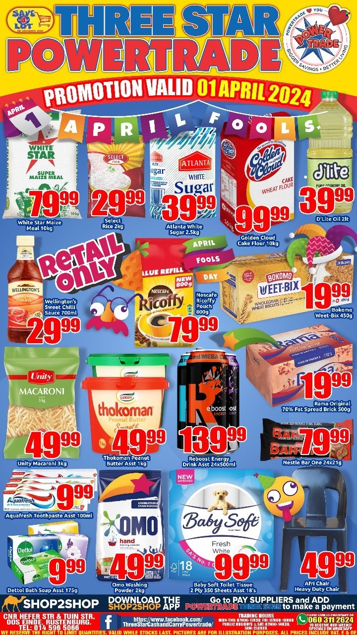 Three Star Cash and Carry specials - 01/04/2024 - 01/04/2024. Page 1