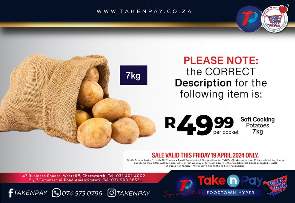 Take n Pay specials - 19/04/2024 - 19/04/2024. Page 1