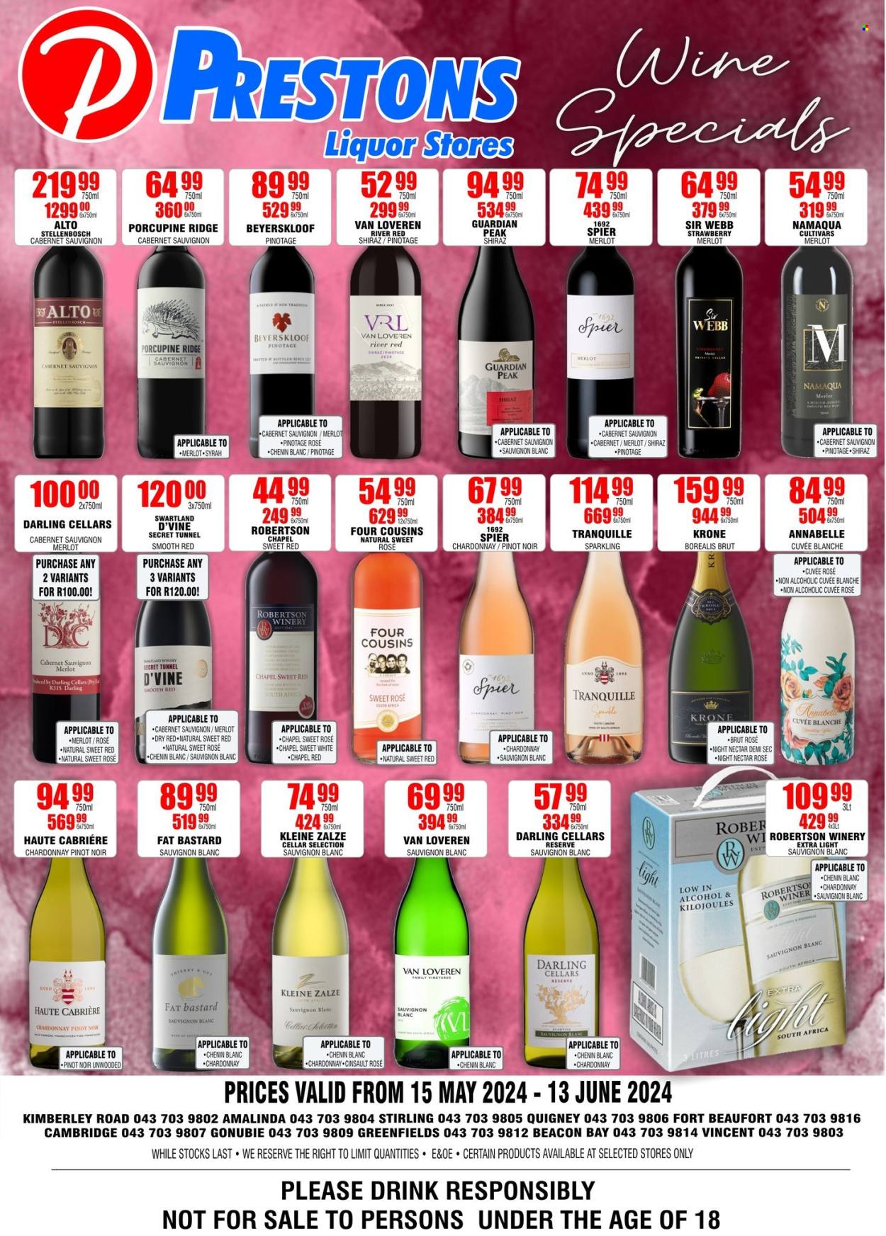 Prestons Liquor Stores specials - 15/05/2024 - 13/06/2024. Page 1