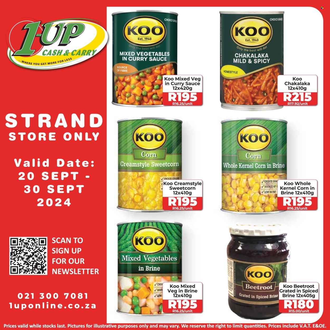 1UP Cash & Carry specials - 20/09/2024 - 30/09/2024. Page 1