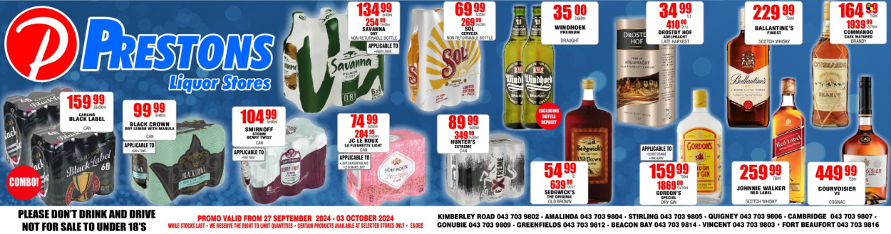 Prestons Liquor Stores specials - 27/09/2024 - 03/10/2024. Page 1