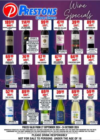 Prestons Liquor Stores catalogue  - 27/09/2024 - 24/10/2024.