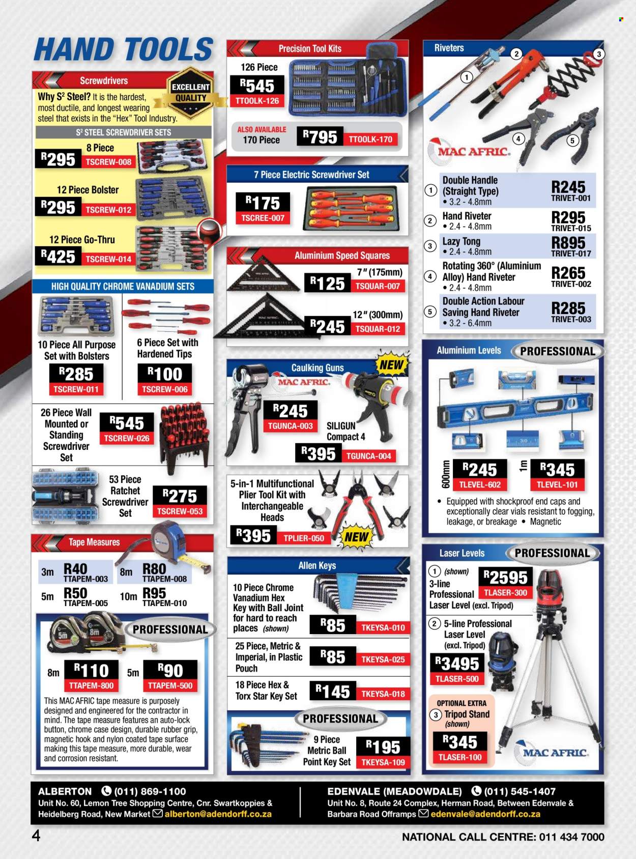 Adendorff Machinery Mart specials. Page 1