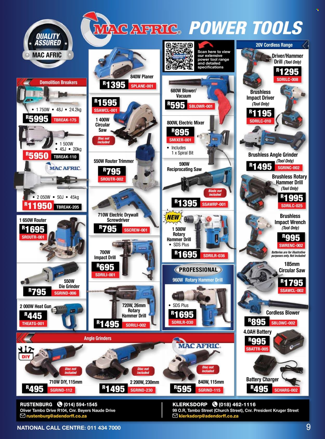 Adendorff Machinery Mart specials. Page 1