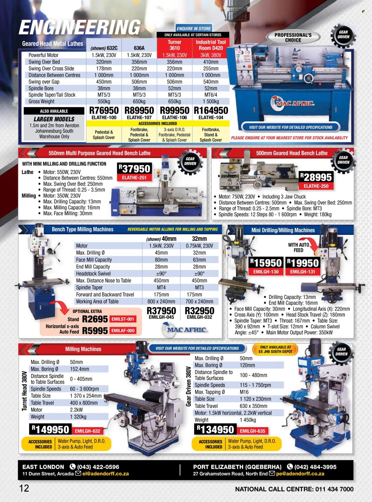 Adendorff Machinery Mart specials. Page 1