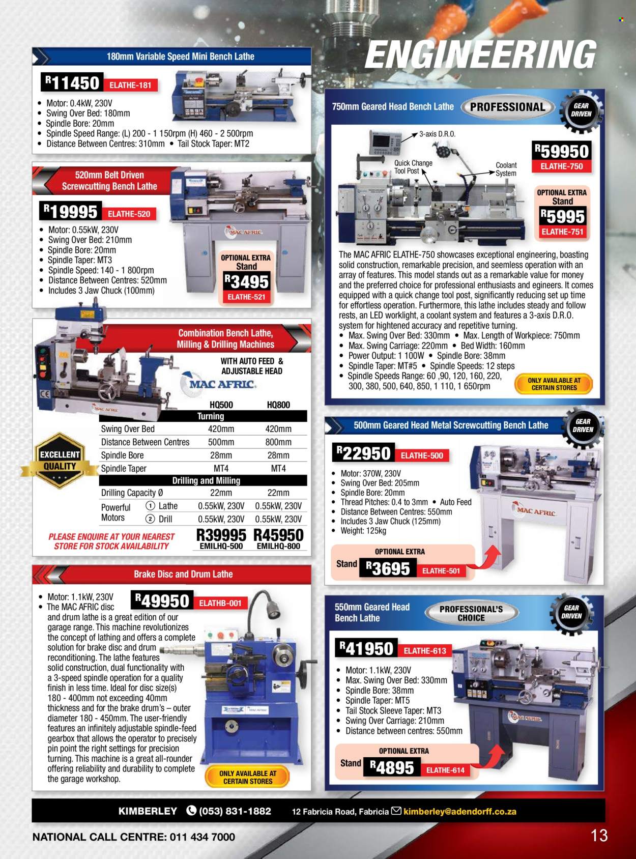 Adendorff Machinery Mart specials. Page 1