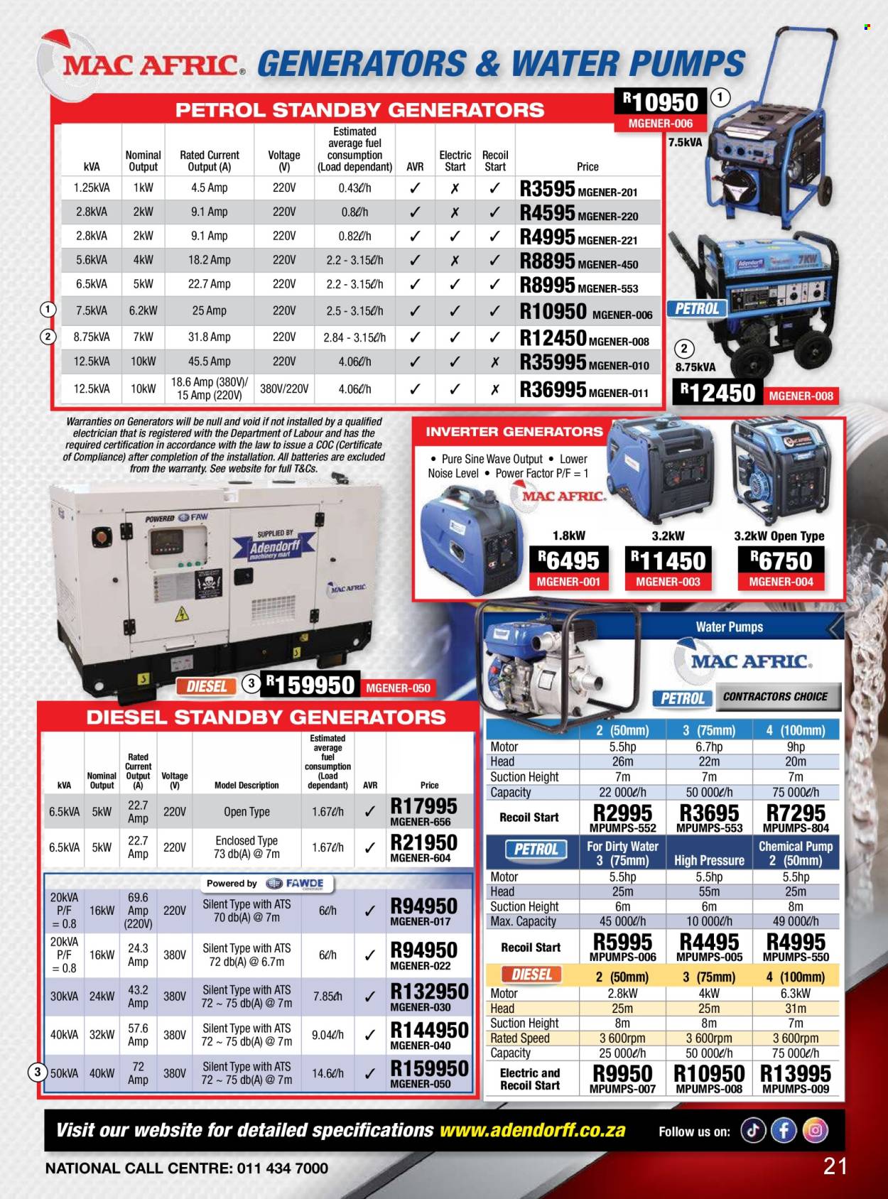 Adendorff Machinery Mart specials. Page 1