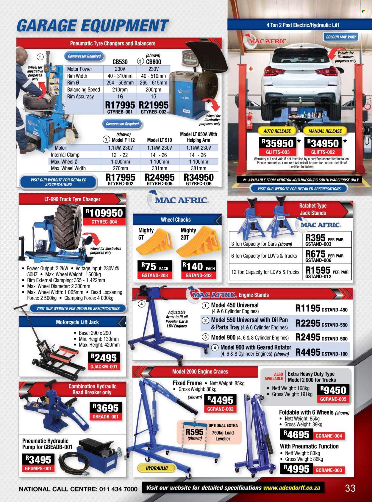 Adendorff Machinery Mart specials. Page 1
