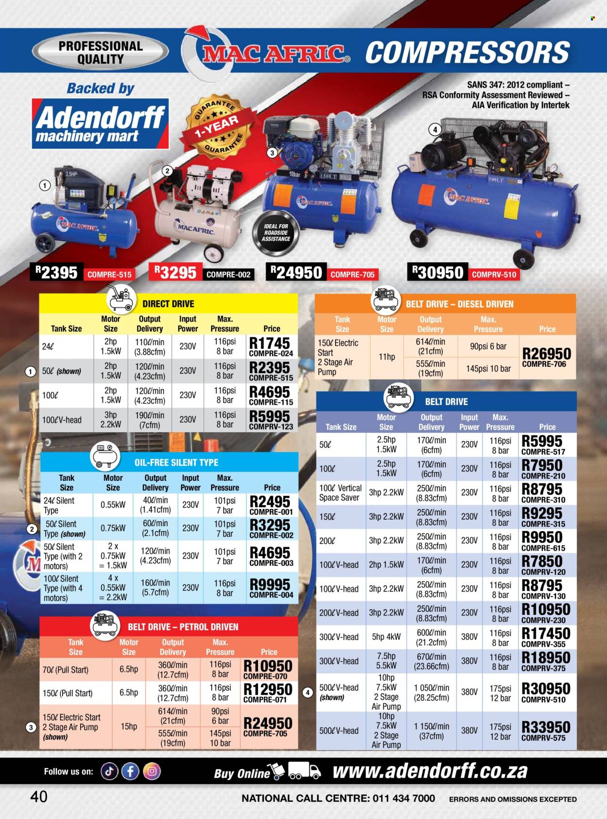 Adendorff Machinery Mart specials. Page 1