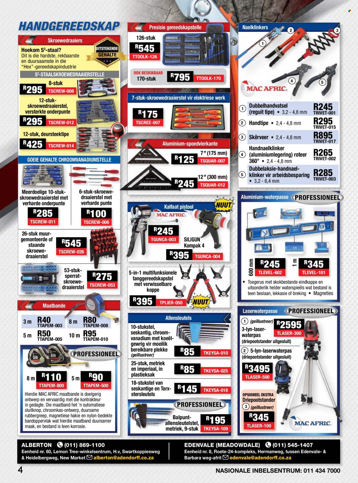 Adendorff Machinery Mart specials. Page 1