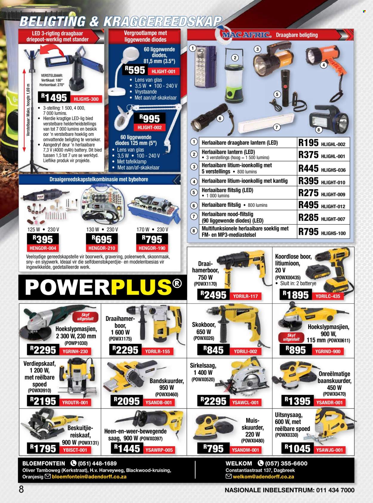 Adendorff Machinery Mart specials. Page 1