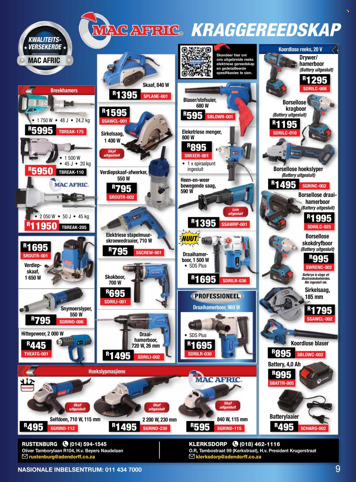 Adendorff Machinery Mart specials. Page 1