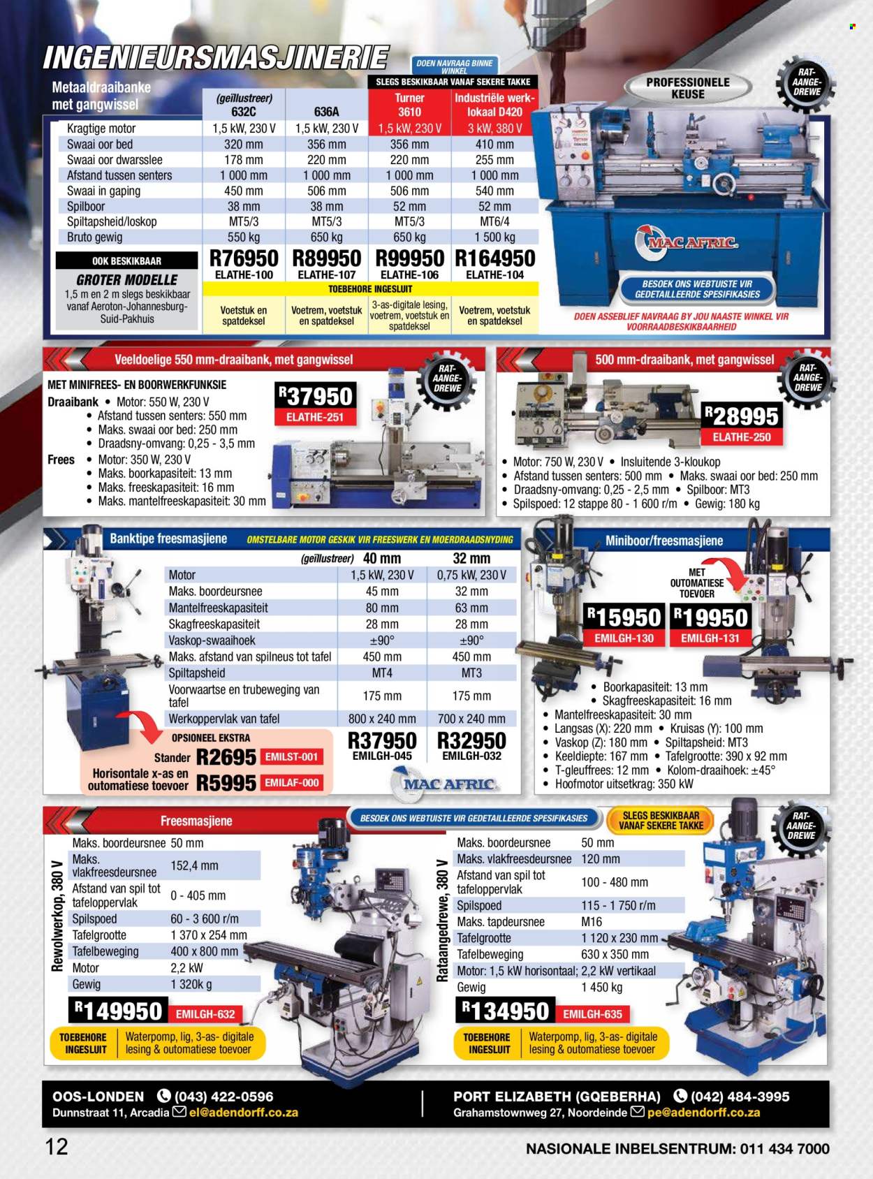 Adendorff Machinery Mart specials. Page 1