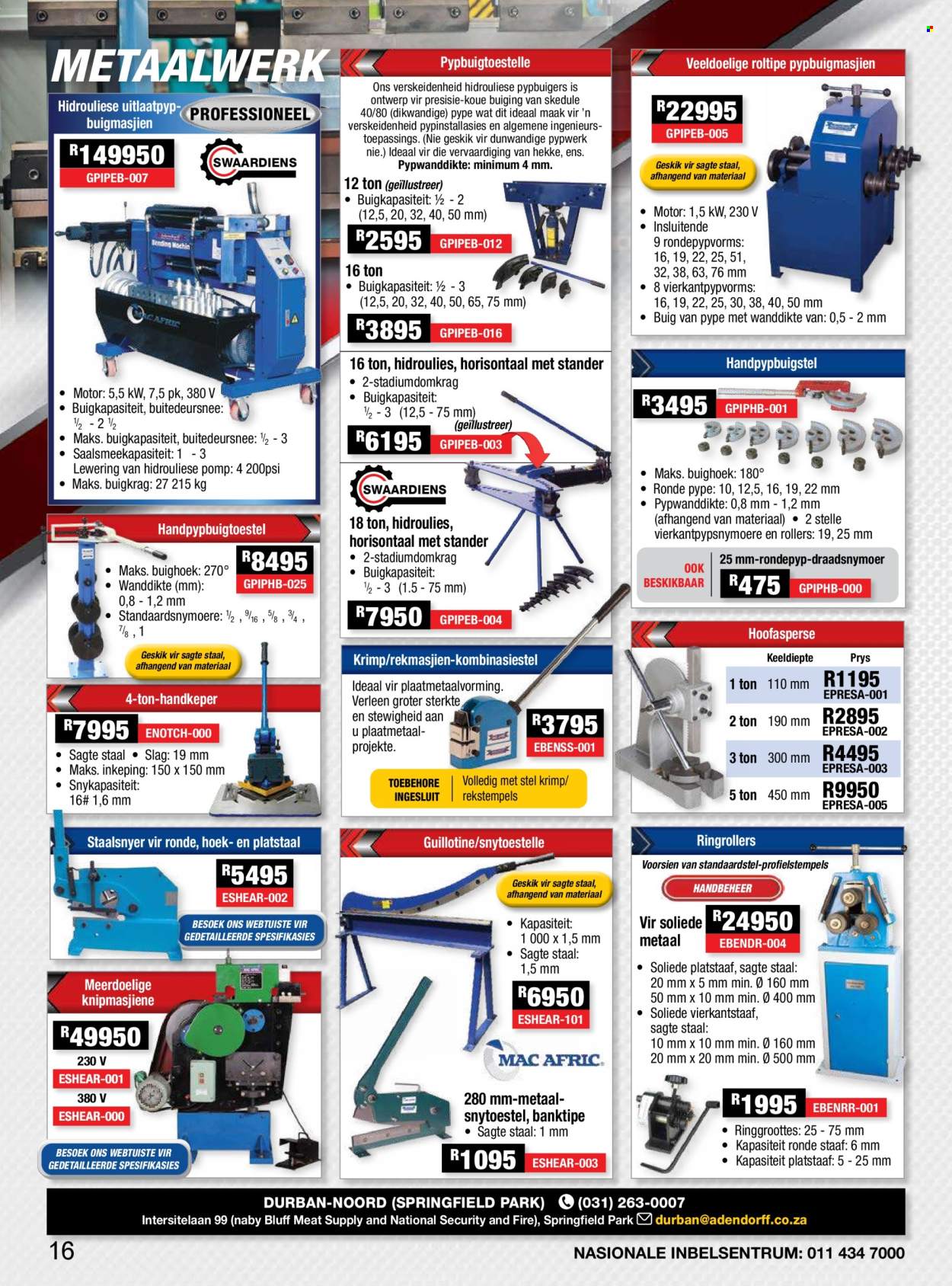 Adendorff Machinery Mart specials. Page 1