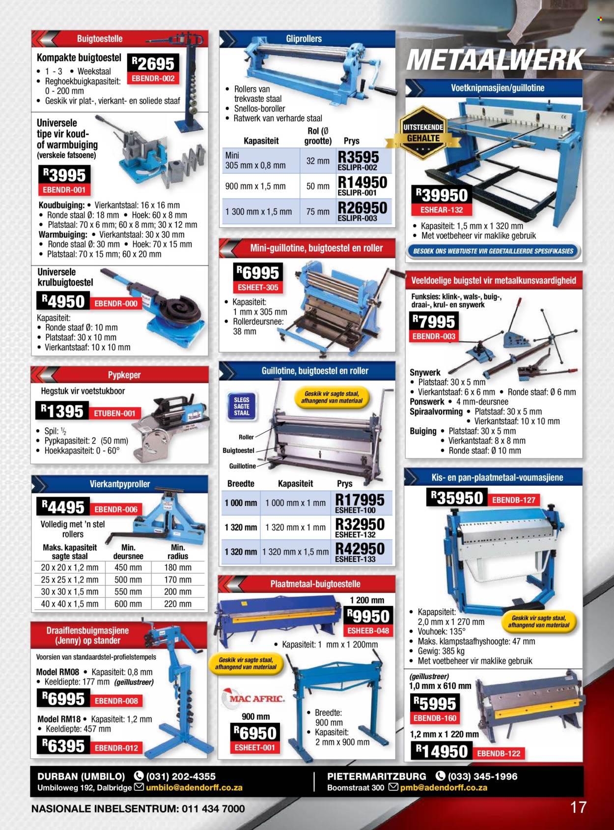 Adendorff Machinery Mart specials. Page 1