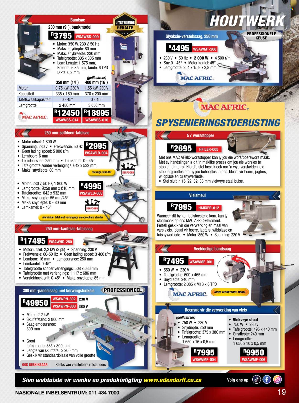 Adendorff Machinery Mart specials. Page 1