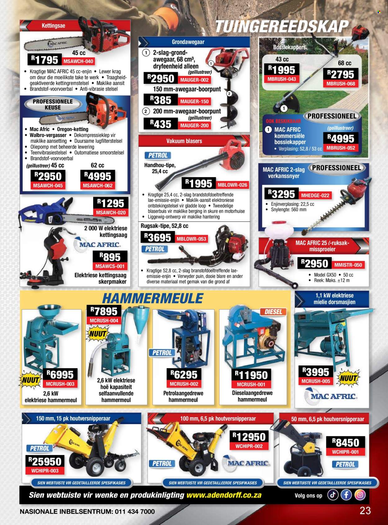 Adendorff Machinery Mart specials. Page 1