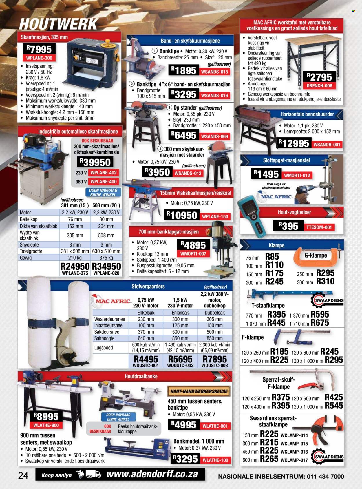 Adendorff Machinery Mart specials. Page 1