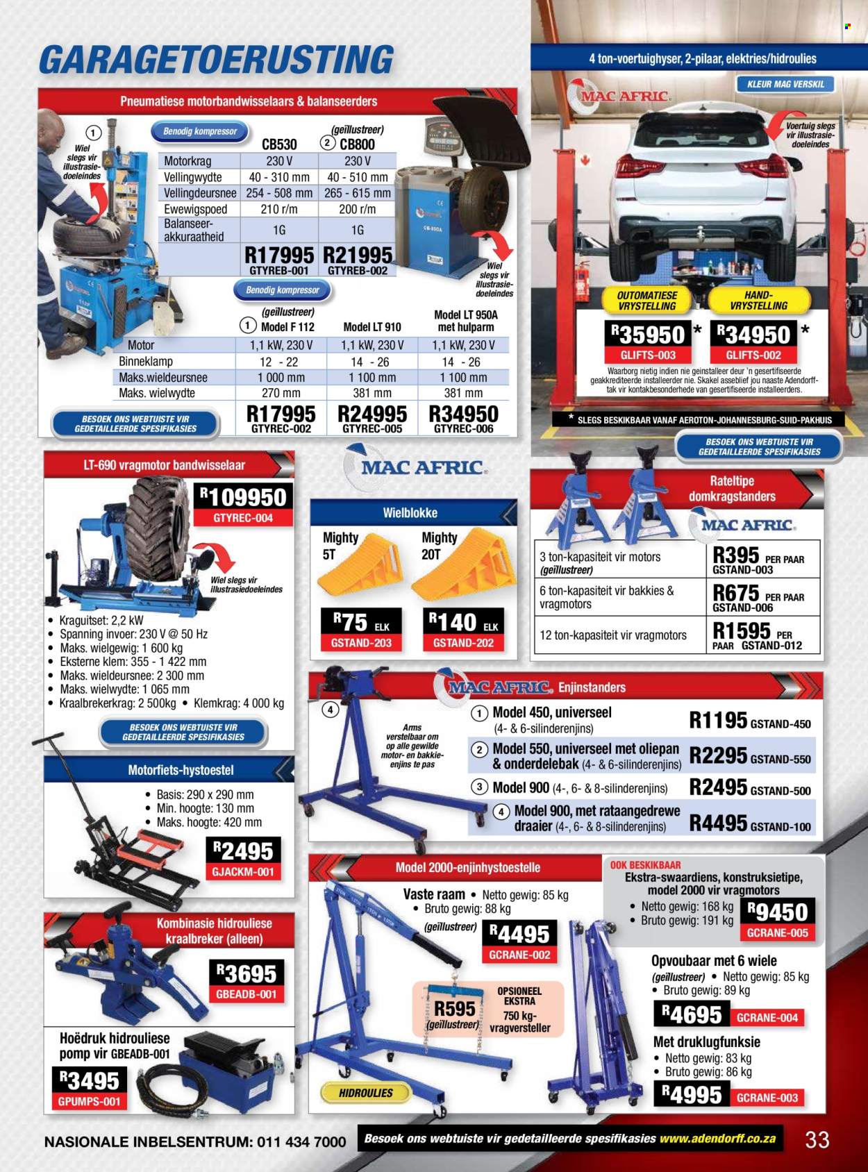 Adendorff Machinery Mart specials. Page 1