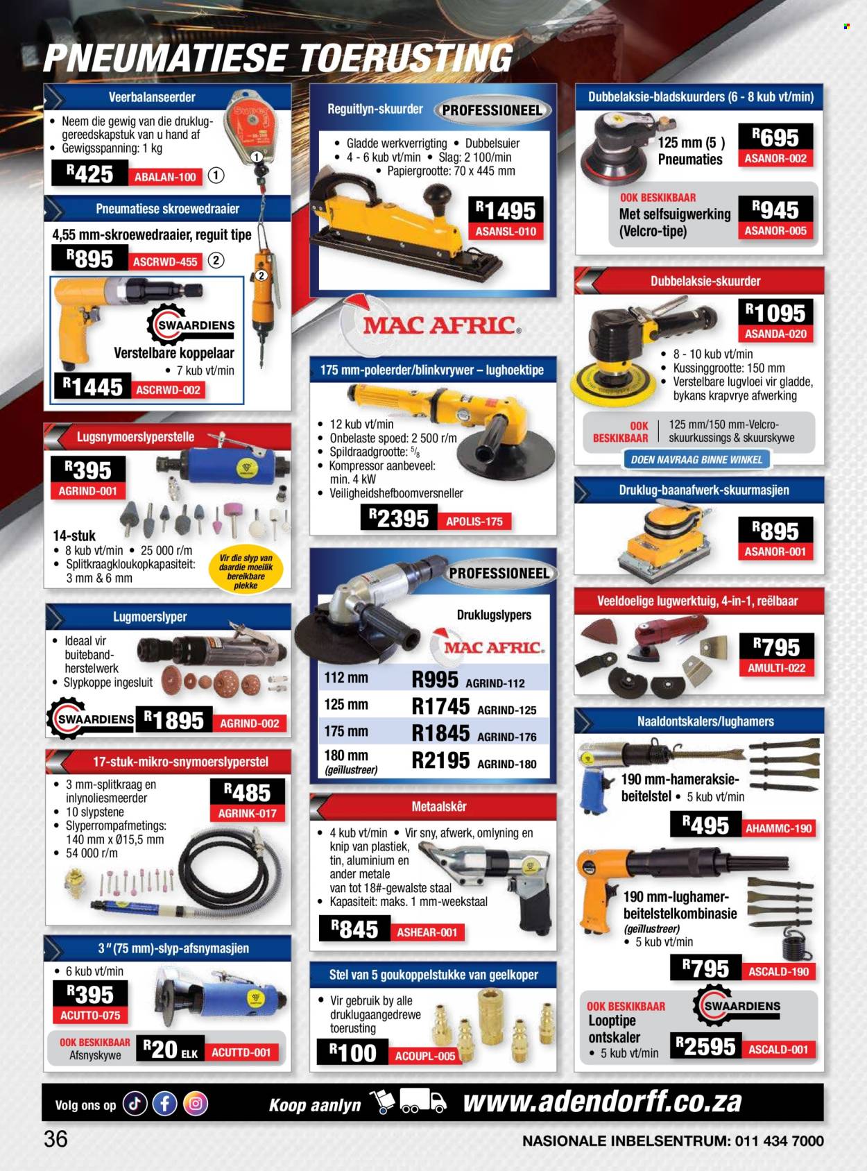 Adendorff Machinery Mart specials. Page 1