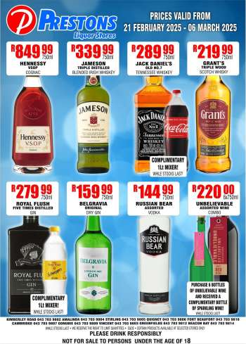 Prestons Liquor Stores catalogue  - 21/02/2025 - 06/03/2025.