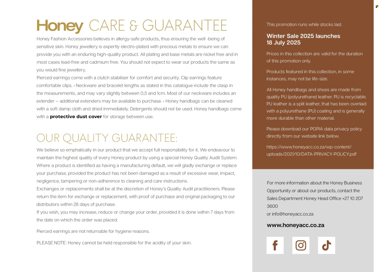 Honey specials. Page 161