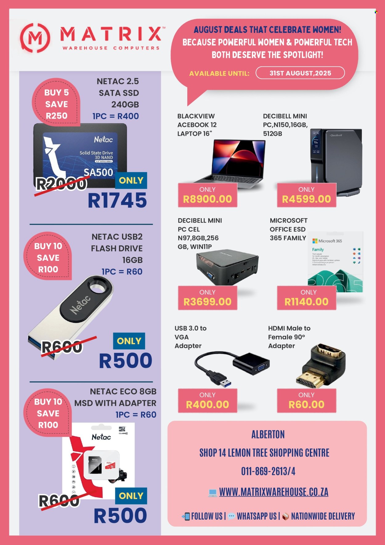 Matrix Warehouse specials - 01/08/2025 - 31/08/2025. Page 1