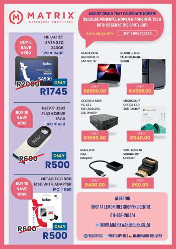 Matrix Warehouse catalogue  - 01/08/2025 - 31/08/2025.