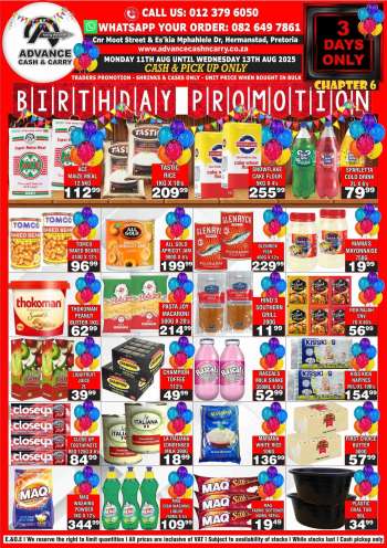 Advance Cash & Carry catalogue  - 11/08/2025 - 13/08/2025.