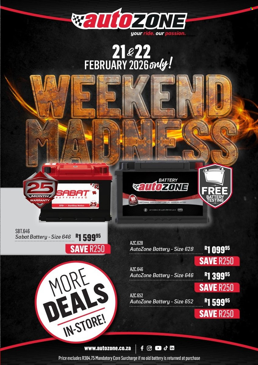 AutoZone specials - 21/02/2026 - 22/02/2026. Page 1