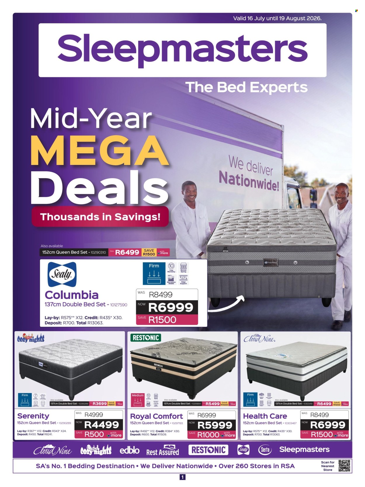 Sleepmasters specials - 16/07/2026 - 19/08/2026. Page 1