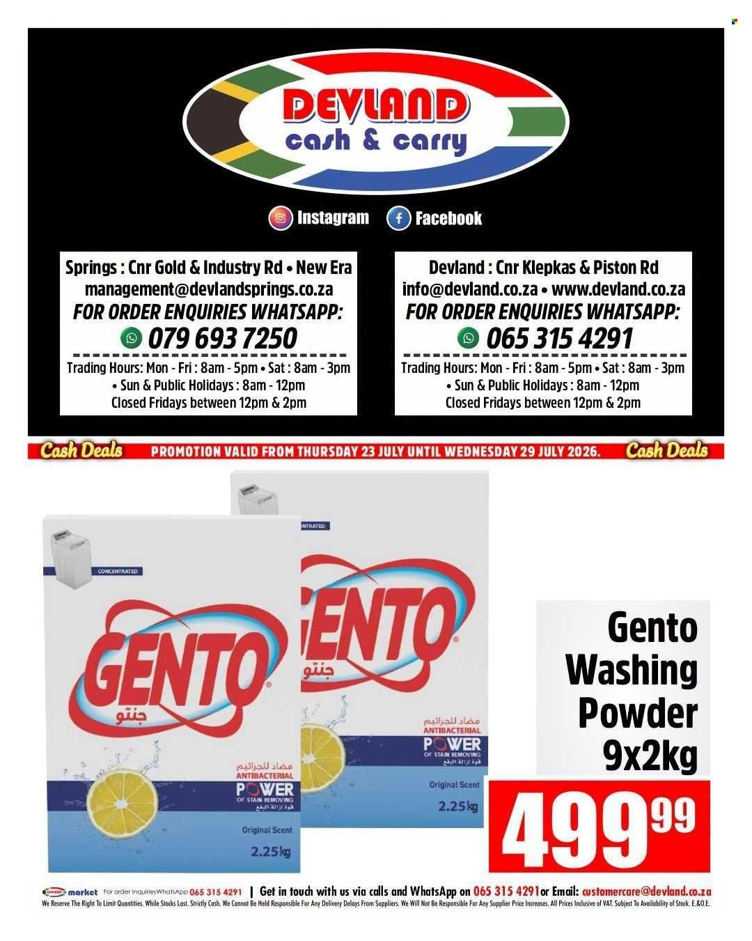 Devland specials - 23/07/2026 - 29/07/2026. Page 1