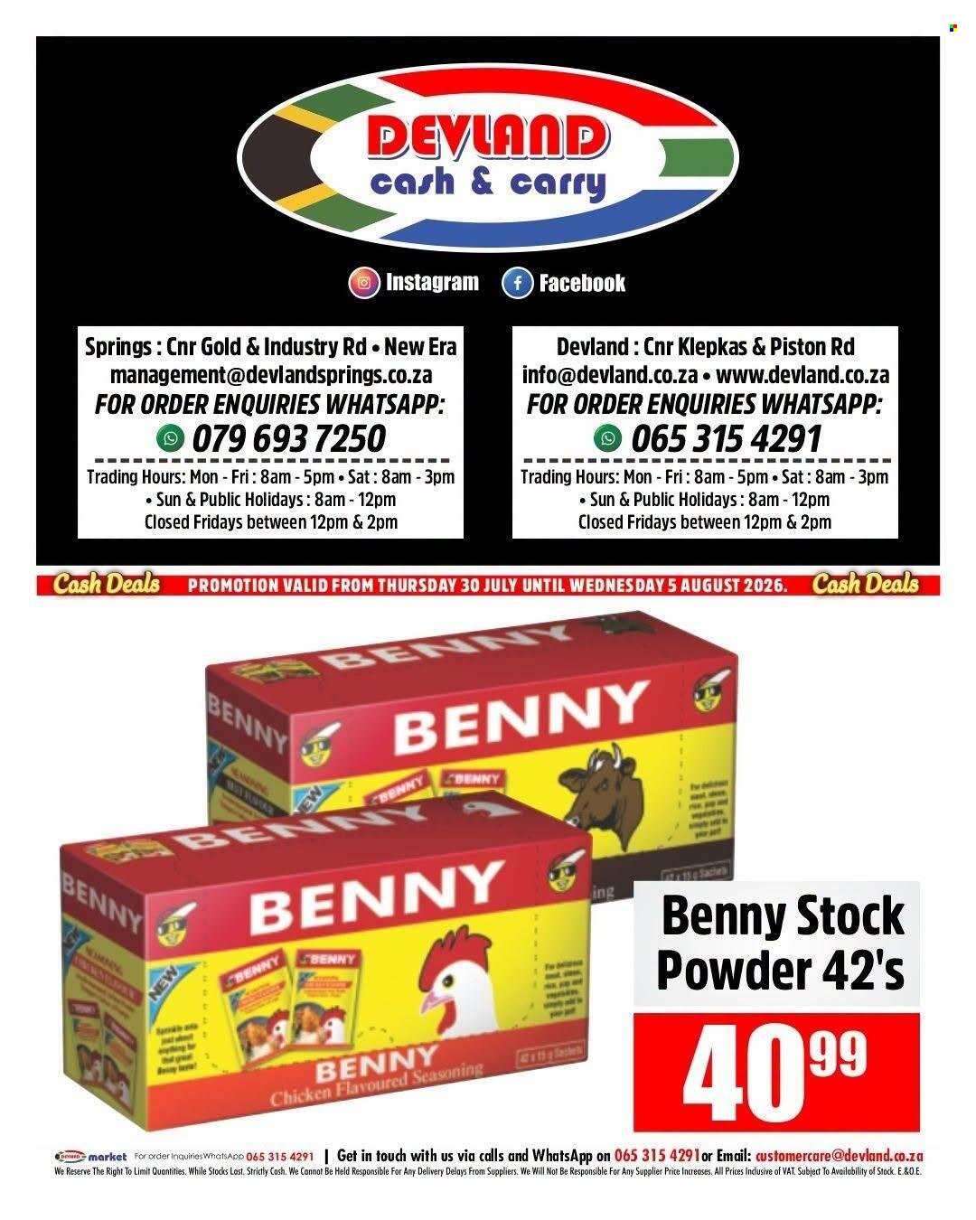 Devland specials - 30/07/2026 - 05/08/2026. Page 1