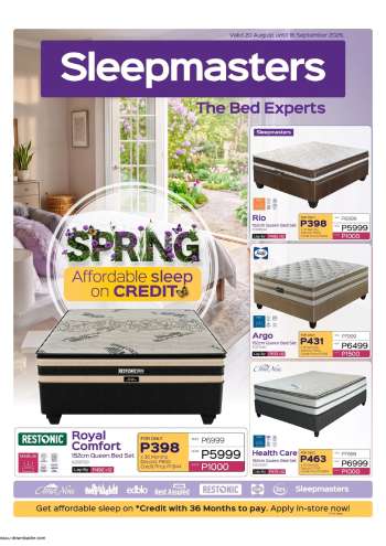 Sleepmasters catalogue  - 20/08/2026 - 16/09/2026.